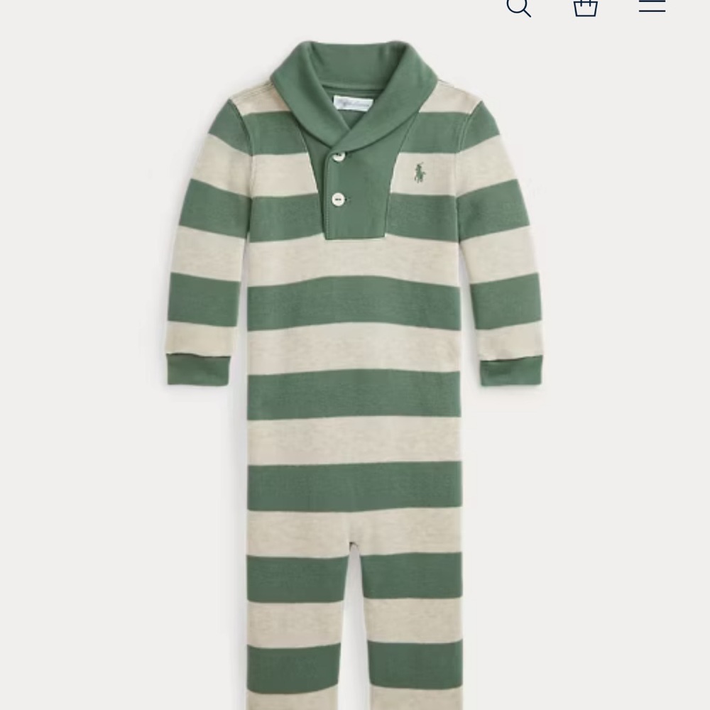 Ralph Lauren Green and Cream Striped Onesie